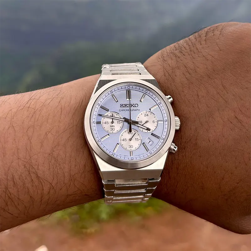 Seiko Chronograph Sporty Ice Blue Dial Quartz Watch- SSB459P1